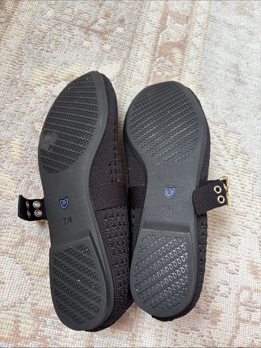 Rothy’s Black Mary Jane Flats Knit Mesh Adjustable Strap Women’s 7.5 - Picture 4 of 8
